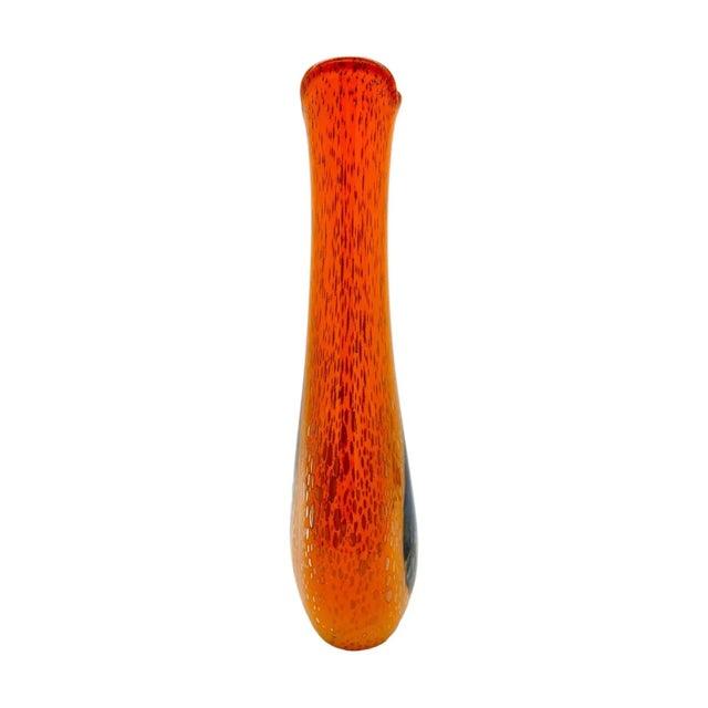 Mid-Century Modern Mid-20th Century Orange Art Glass Vase For Sale - Image 3 of 6