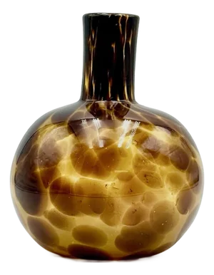 Vintage Empoli Amber and Brown Blown Glass Vase, 1960s