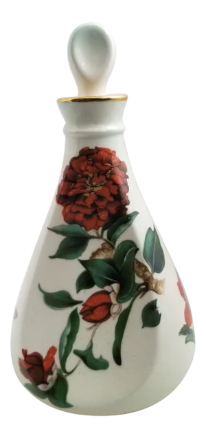 1960s Worchester Porcelain Perfume Decanter With Applied Flowers