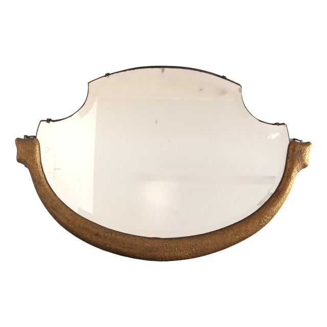Vintage French Art Deco Golden Mirror, 1930s For Sale