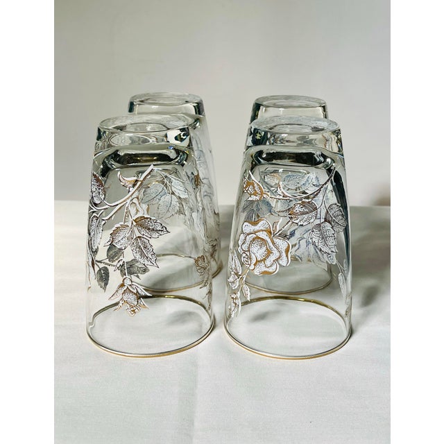 Mid 20th Century Vintage Libbey “Rose Bouquet” Tumblers- Set of 4 For Sale - Image 5 of 8