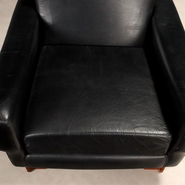 Mid-Century Armchairs in Black Leather, 1970s For Sale - Image 4 of 9