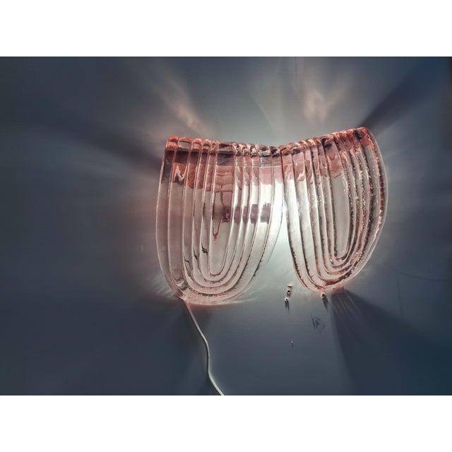 Art Deco Style Pink Murano Glass Wall Lamps, 1940s, Set of 2 For Sale - Image 3 of 11