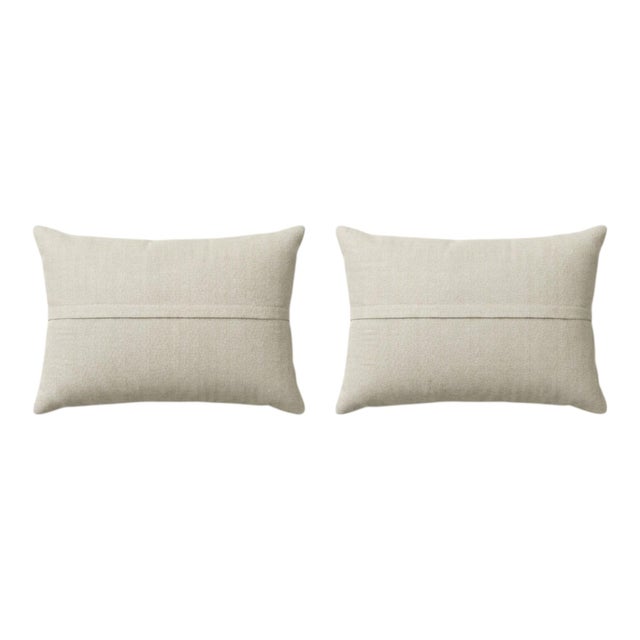 Embroidered Suzani Lumbar Pillow Cover 13'' X 24'' - Set of Two For Sale - Image 4 of 5