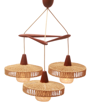 Vintage Triangle Hanging Lamp in Teak, 1965