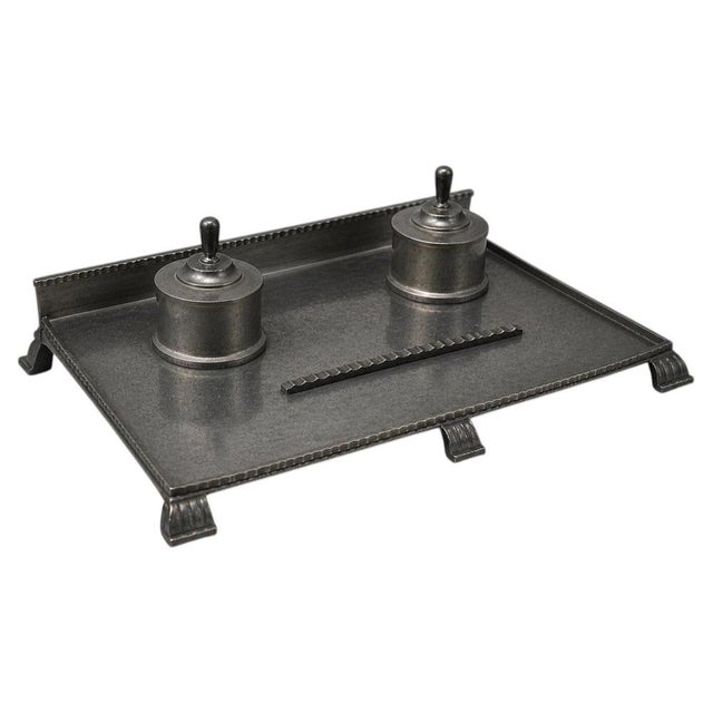 Art Deco Pewter Double Inkwell by C. G. Hallberg, Sweden, 1931 For Sale - Image 9 of 9
