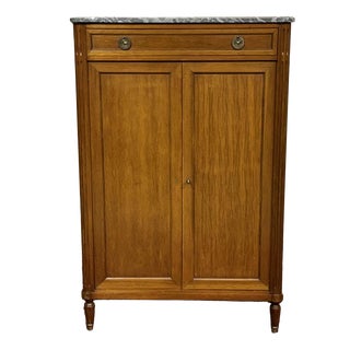 Small Louis XVI Cabinet in Mahogany, Oak and Marble Top For Sale