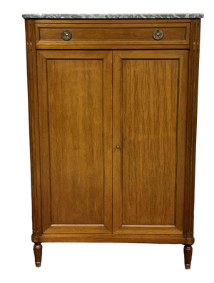 Small Louis XVI Cabinet in Mahogany, Oak and Marble Top