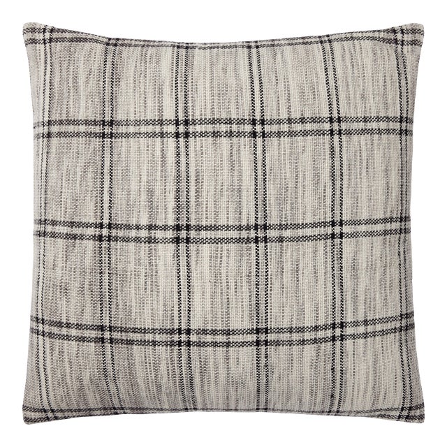 Amber Lewis x Loloi Dalia Ivory / Granite 22'' x 22'' Cover with Down Pillow For Sale