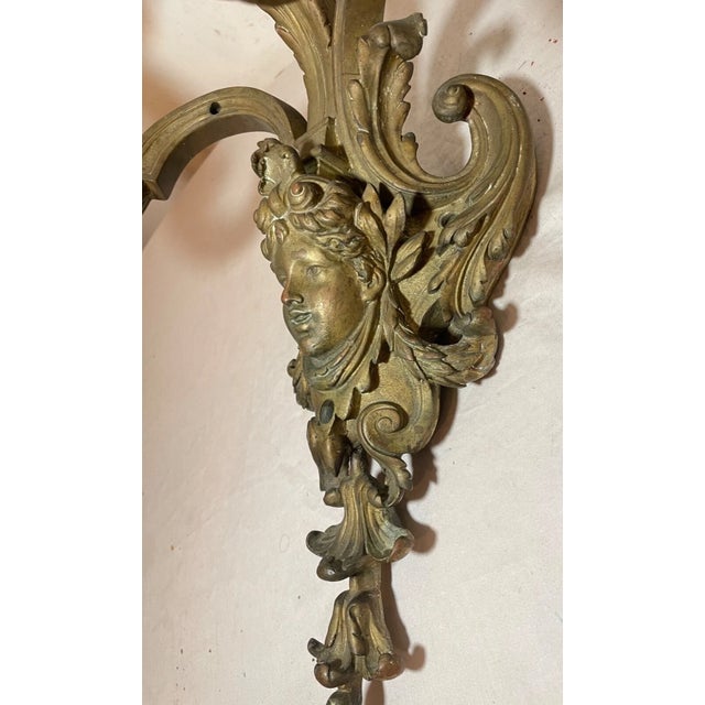 Large Antique 1800's Ornate Victorian Bronze Wall Sconce Fixture Candle Holder For Sale In New York - Image 6 of 16