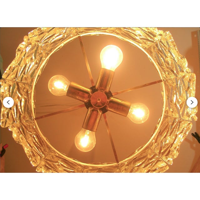 Kinkeldey Mid-Century Modern Art Deco Brass and Crystal Pendant Light from Kinkeldey, 1980s For Sale - Image 4 of 10