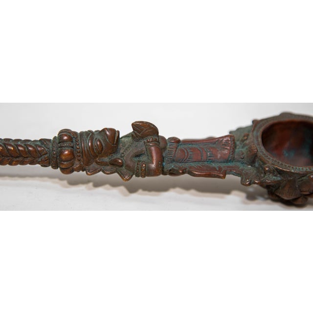 Brown Antique Fine Asian Ceremonial Indian Cast Bronze Puja Spoon 19th C. For Sale - Image 8 of 12