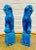 Pair of Vintage Mid-Century Modern Cobalt Blue Chinese Porcelain Mounted Foo Dogs For Sale - Image 9 of 11