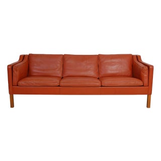 2213 Three-Seater Sofa in Cognac Leather by Børge Mogensen, 1980s For Sale