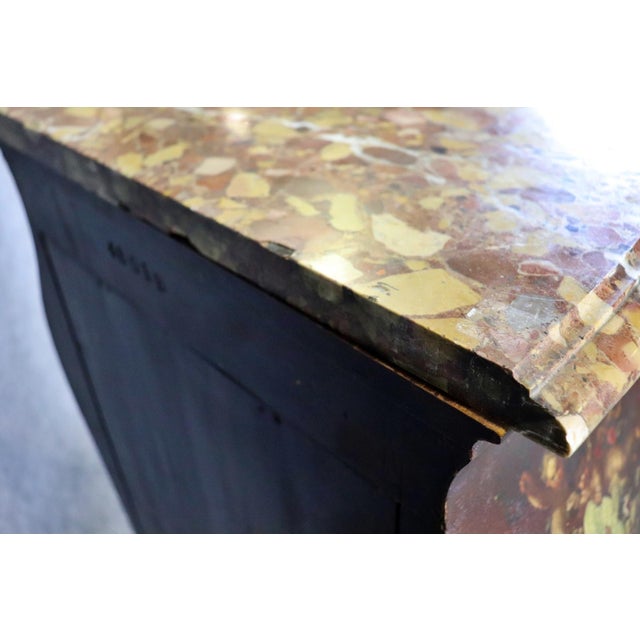 French Lm Durand Breche D' Alep Marble Top French Louis XV Style Vernis Martin Commode For Sale - Image 3 of 12