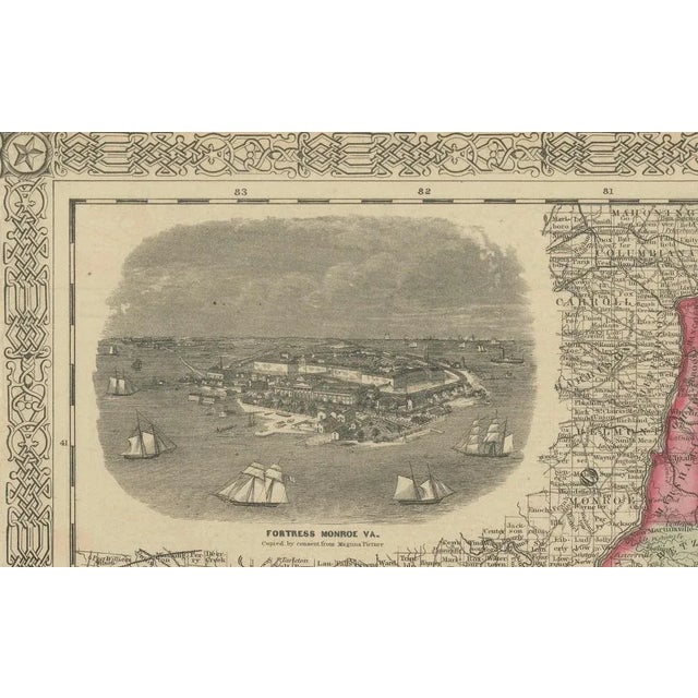 Map of Virginia, Delaware, and Maryland with Fort Monroe Inset from Johnsons, 1864 For Sale - Image 3 of 6
