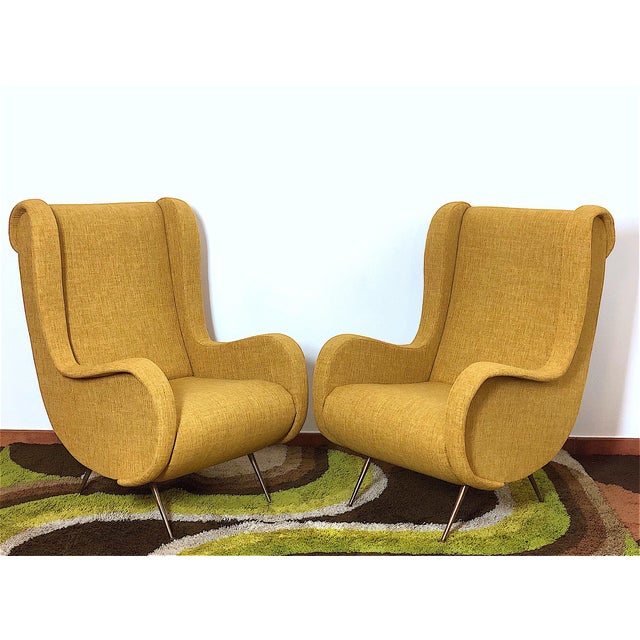 1960s Vintage Italian Senior Lounge Chairs by Marco Zanuso, 1950s, Set of 2 For Sale - Image 5 of 16