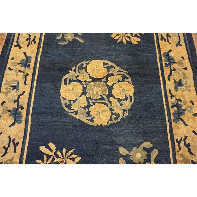 Textile Exceptional Navy Blue Color With Great Florid Design Antique Chinese Peking Rug For Sale - Image 7 of 14
