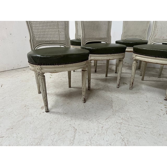 Louis XVI Style Chairs in Patinated Beechwood, Set of 7 For Sale - Image 3 of 16