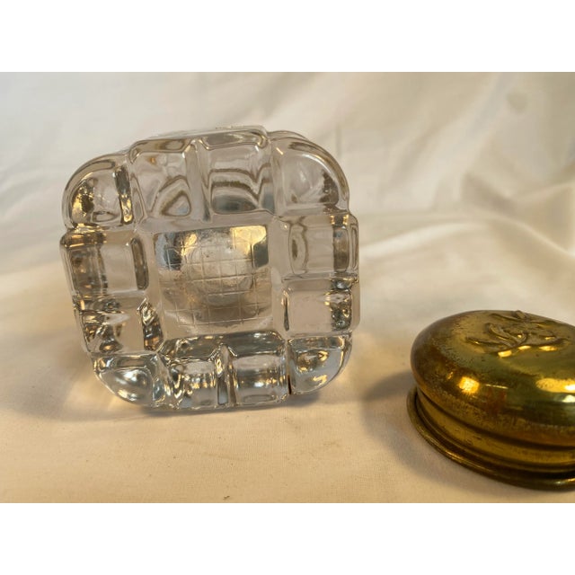 Early 20th Century Early 20th Century Large Glass Inkwell With Brass Top For Sale - Image 5 of 6