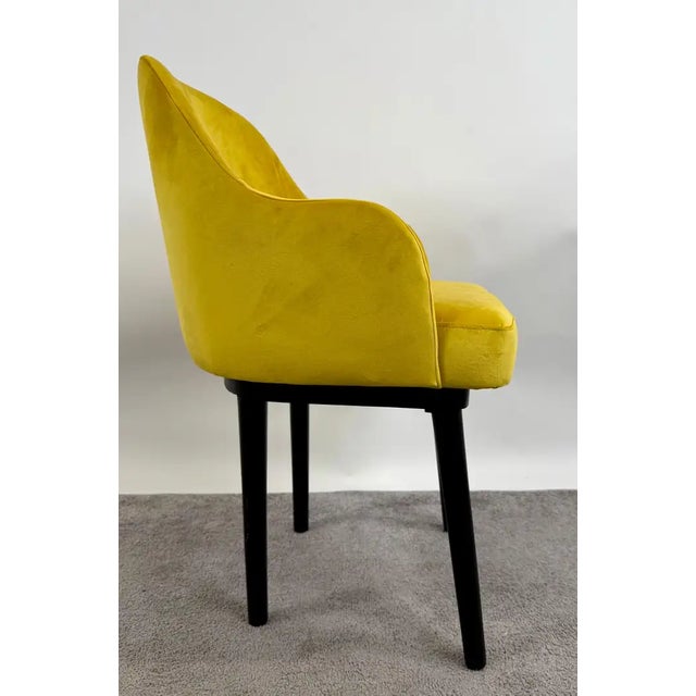 Mid Century Modern Style Yellow Velvet & Ebony Dining or Side Chair, Set of 4 For Sale - Image 10 of 12