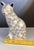 Ceramic Vintage Chinese Blue and White Floral Ceramic Cat Figurine For Sale - Image 7 of 7