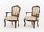 French Pair of Louis XV Style Walnut Striped Linen Upholstered Fauteuils For Sale - Image 3 of 9