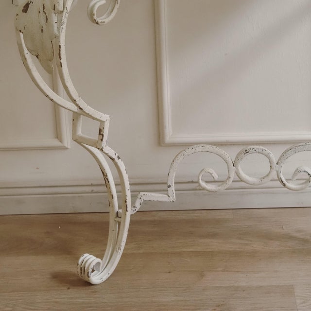 Console Table with Openwork Metal Frame and Scrollwork Ornamentation For Sale - Image 10 of 11