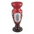 Vintage Bohemian Art Glass Cranberry Red Hand Painted Enamel Romantic Roses Vase For Sale