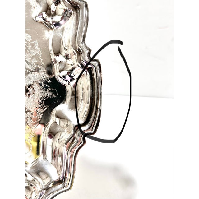 Antique Raimond Silverplate Gallery Tray – 1920s–1930s Engraved Bar Cart Serving Tray For Sale - Image 12 of 12