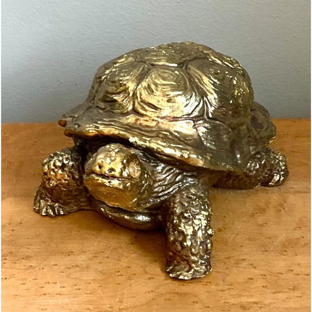 Vintage Gold Painted Wood Turtle Figure For Sale - Image 10 of 12