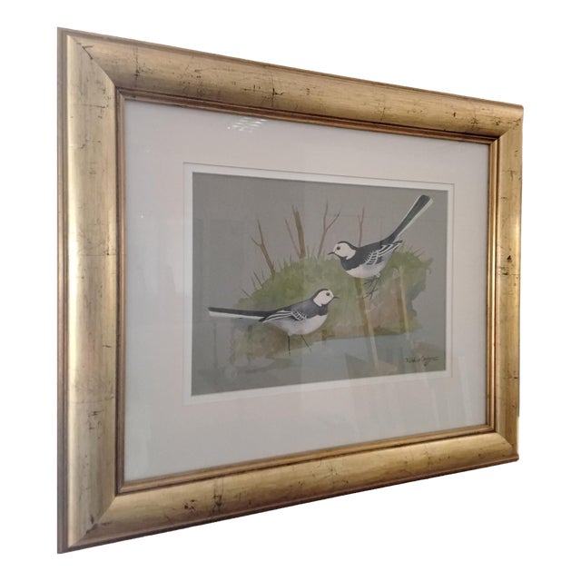 Ralston Gudgeon, A Pair of Wagtails, 1960s, Watercolor, Framed For Sale