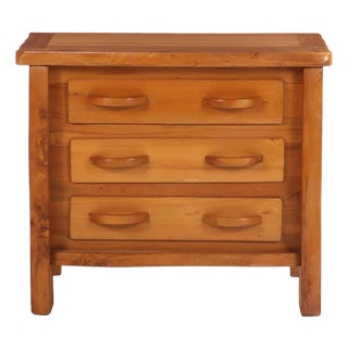 French Elm Three Drawer Brutalist Dresser, C. 1970 For Sale