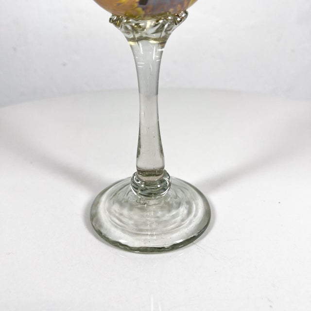 Glass Aaron Slater Studio Design Art Glass Sculptural Stem Wine Goblet For Sale - Image 7 of 9
