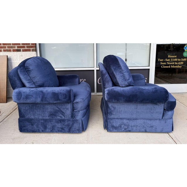 Late 20th Century Late 20th Century 3 Piece High End Custom Upholstered Club Chairs & Ottoman For Sale - Image 5 of 17