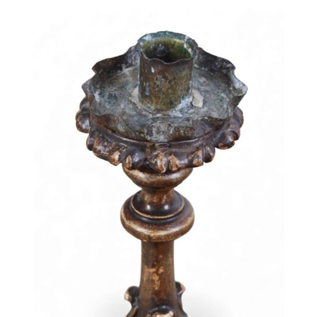 Pair 19th Century Italian Carved Altar Sticks For Sale - Image 4 of 5