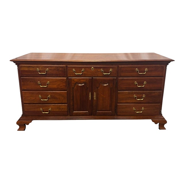 Vintage Jamestown Sterling Chippendale Style Mahogany Triple Dresser & Mirror For Sale