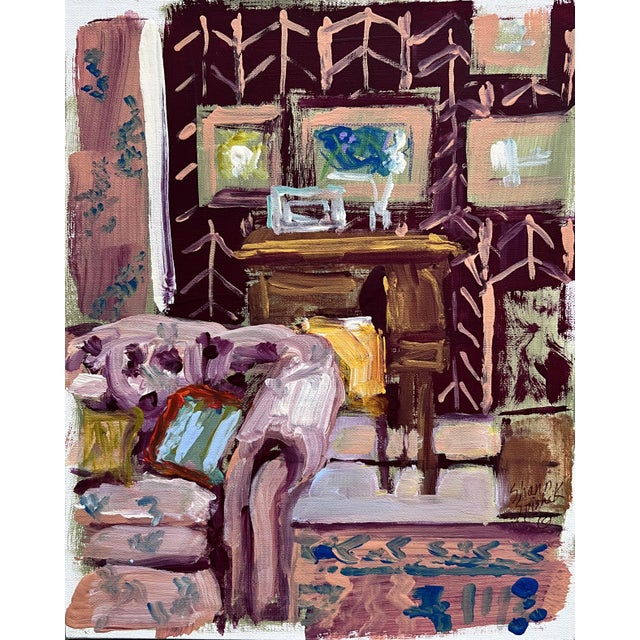 Original Artwork Painting of Interior Scene "Chesterfield" by Shann Spishak For Sale - Image 4 of 7