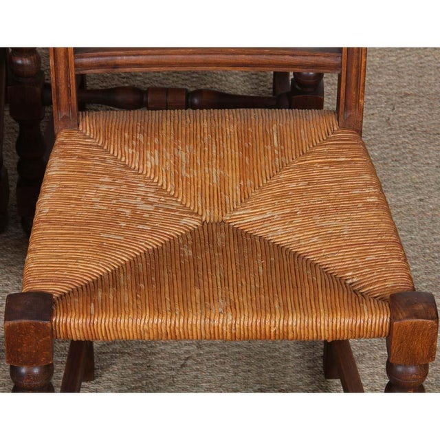 Wood Vintage Wood Straw-Seated Chairs, 1940, Set of 8 For Sale - Image 7 of 15