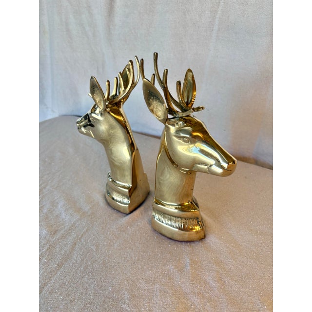 Traditional Mid 20th Century Jack Housman Brass Stag Deer Bookends - A Pair For Sale - Image 3 of 10