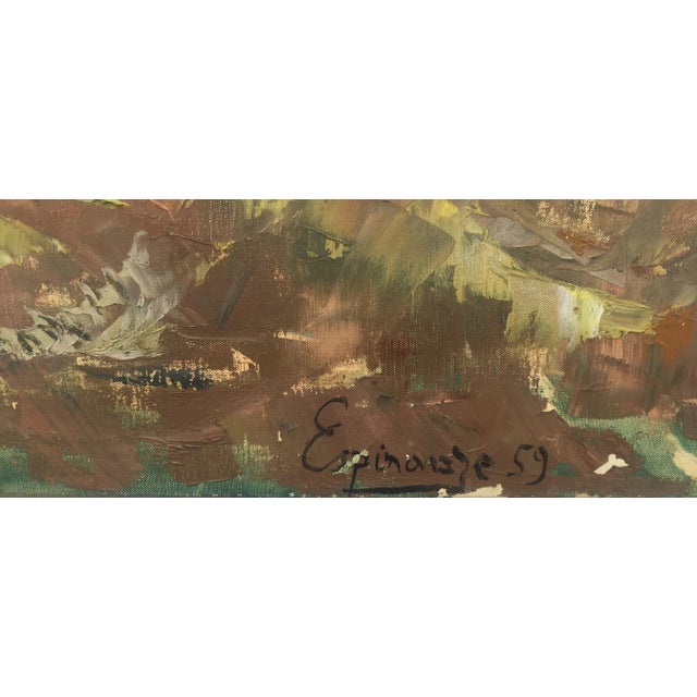 French Original Oil on Canvas Painting of a French Village, Signed Espinoze For Sale - Image 3 of 12