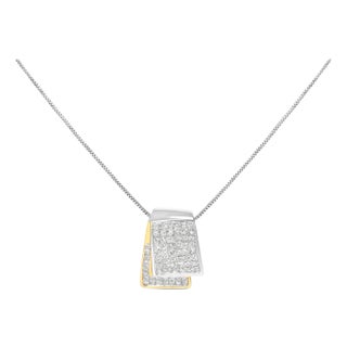14K White and Yellow Gold 2.0 Cttw Princess Cut Diamond Two Tone Foldover Box Pendant 18��� Box Chain Necklace (H-I Color, SI1-SI2 Clarity) For Sale