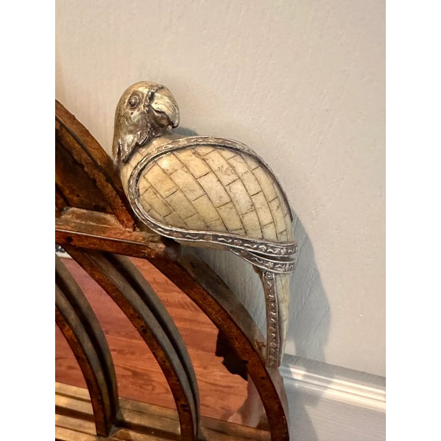 Brown Vintage Horchow Bird Cage Mirror With Perched Parrot For Sale - Image 8 of 10