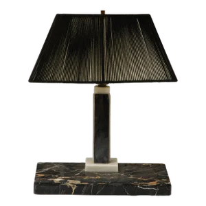 Black Marble Desk Lamp With Black String Shade