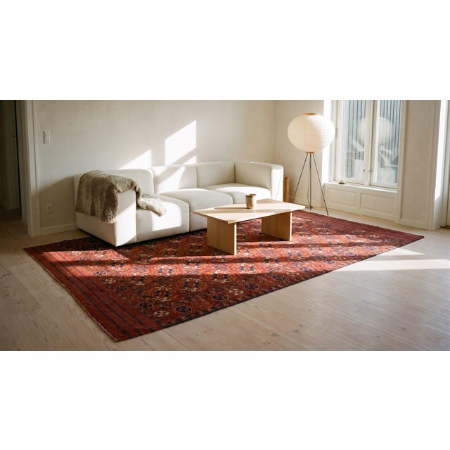 Brilliant Red and Blue Color With Geometric Design Antique Turkmen Tekke Rug For Sale - Image 13 of 14