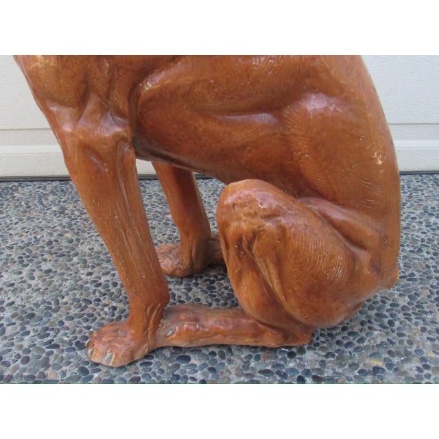 Brown Vintage Italian Life Size Terracotta Boxer Dog Figurine For Sale - Image 8 of 18