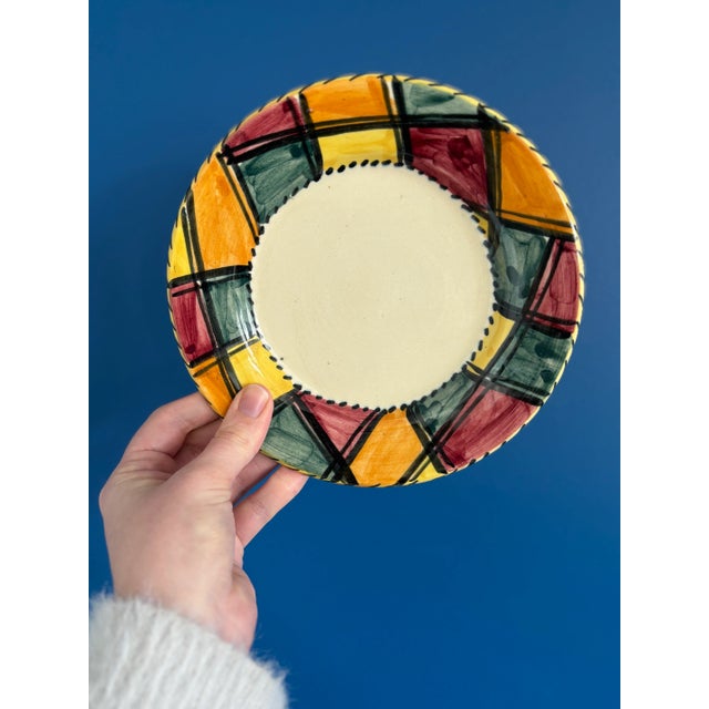 Vintage Ceramic Dessert Plates in Colorful Design in the style of Vallauris, Set of 8 For Sale - Image 4 of 6