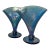 Pair Fenton Celeste Blue Stretch Glass Fan Vases Iridescent Oval Logo Vintage For Sale