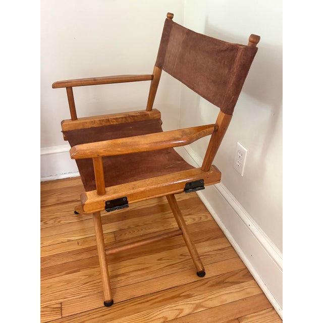 Campaign 1980s American Suede Directors or Campaign X-Chair For Sale - Image 3 of 10