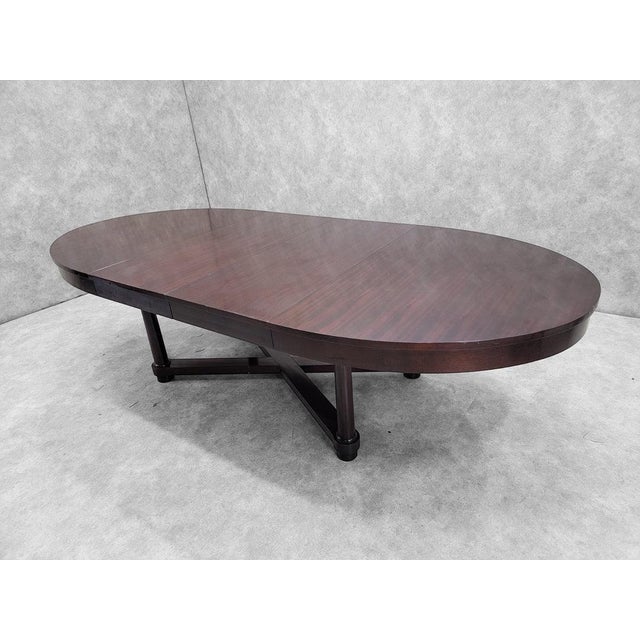 Art Deco Vintage Art Deco Barbara Barry Oval Mahogany 2 Leaf Extension Dining Table For Sale - Image 3 of 11